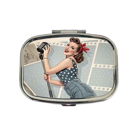 Rockabilly Retro 50's Pin-Up Girl Travel Pill Box Case
