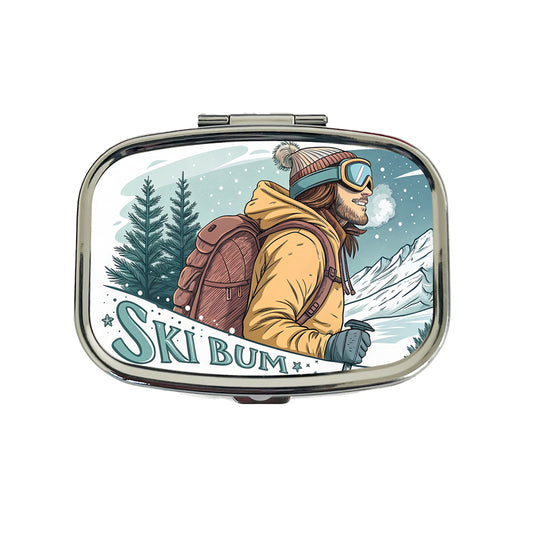 Ski Bum On The Mountain Travel Pill Box Case