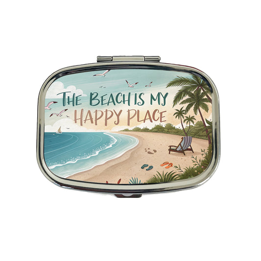 The Beach Is My Happy Place Funny Tropical Travel Pill Box Case