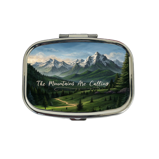 The Mountains Are Calling Hiking Camping Outdoors Adventure Travel Pill Box Case