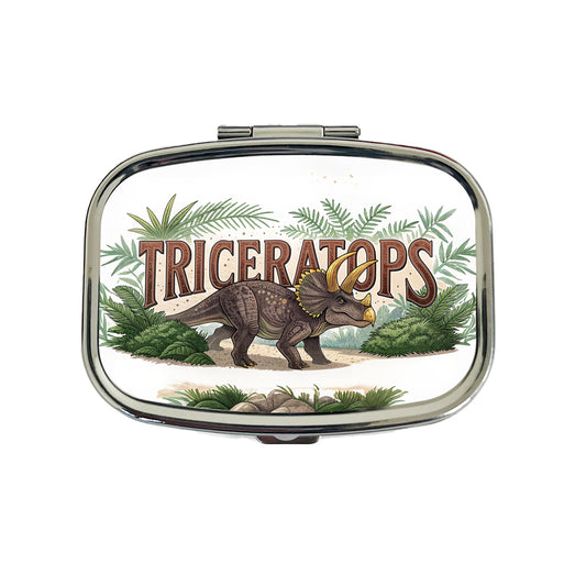 Triceratops Horned Dinosaur Cartoon Travel Pill Box Case