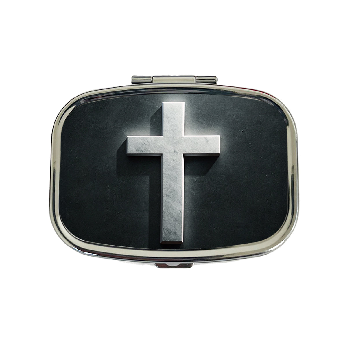 White Cross On Dark Background Religious Travel Pill Box Case