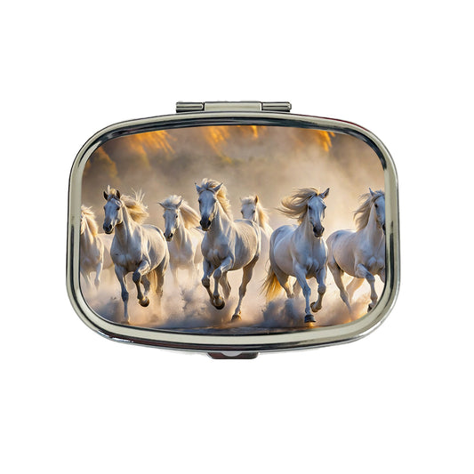 White Horses Galloping Out Of The Mist Travel Pill Box Case