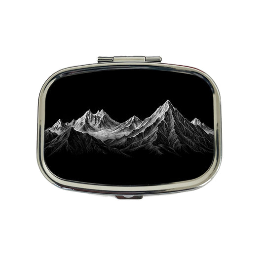 White Mountains On Black Outdoors Hiking Camping Travel Pill Box Case