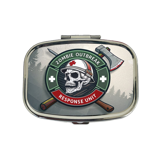 Zombie Outbreak Response Unit Skull Travel Pill Box Case