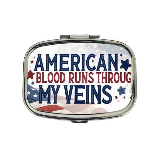 American Blood Runs Through My Veins Travel Pill Box Case