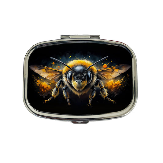 Angry Bumblebee Watercolor Travel Pill Box Case