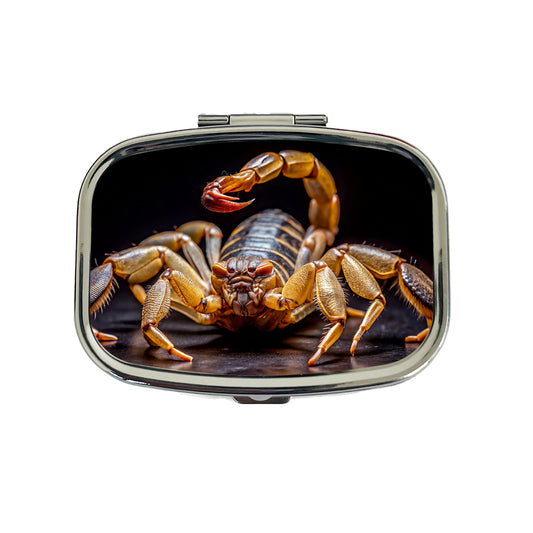 Angry Scorpion Black Background Travel Pill Box Case