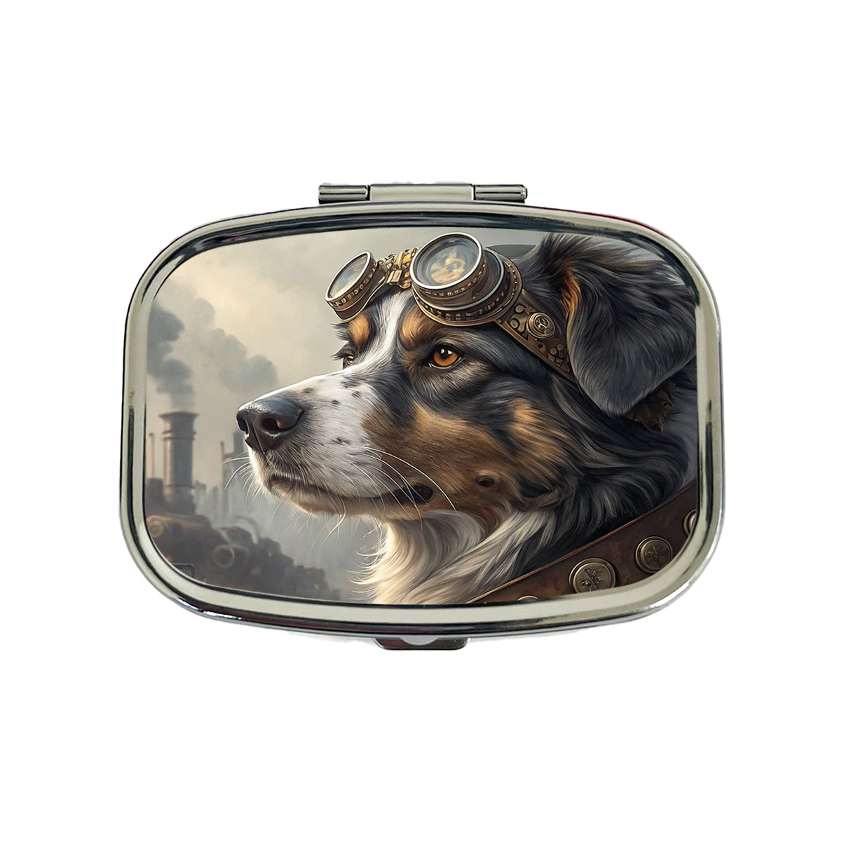 Australian Shepherd Dog Steampunk Travel Pill Box Case