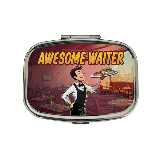 Awesome Waiter Inspirational Food Server Travel Pill Box Case