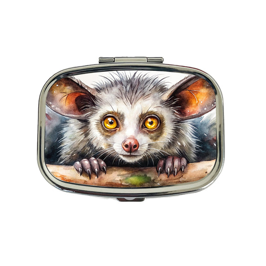 Aye Aye Long Fingered Lemur Watercolor Travel Pill Box Case