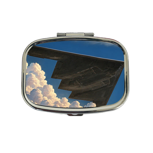 B-2 Spirit Stealth Bomber Airplane In Flight Illustration Travel Pill Box Case