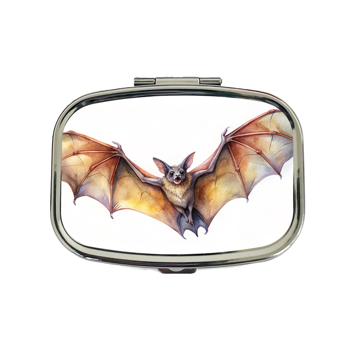 Bat Flying Watercolor Travel Pill Box Case