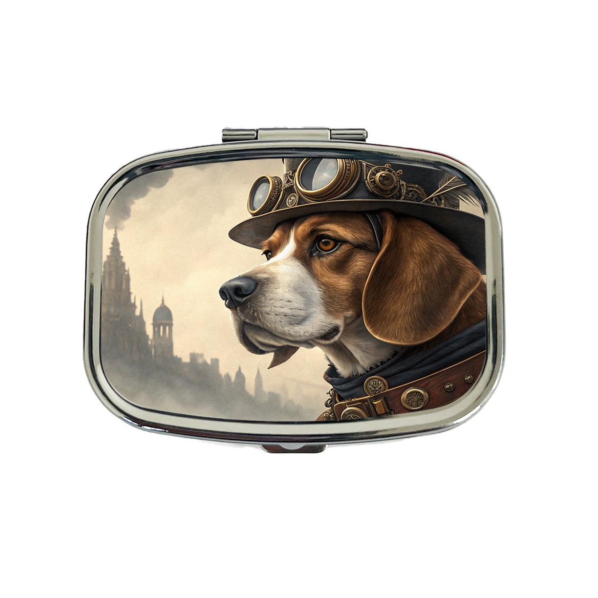 Beagle Dog Steampunk Travel Pill Box Case