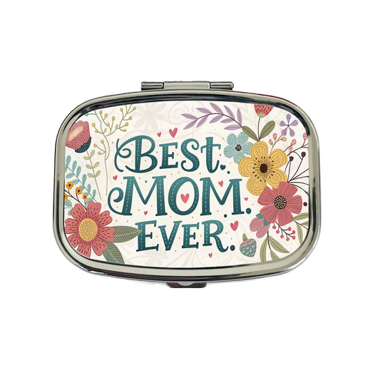 Best Mom Ever Flowers Mother's Day Travel Pill Box Case