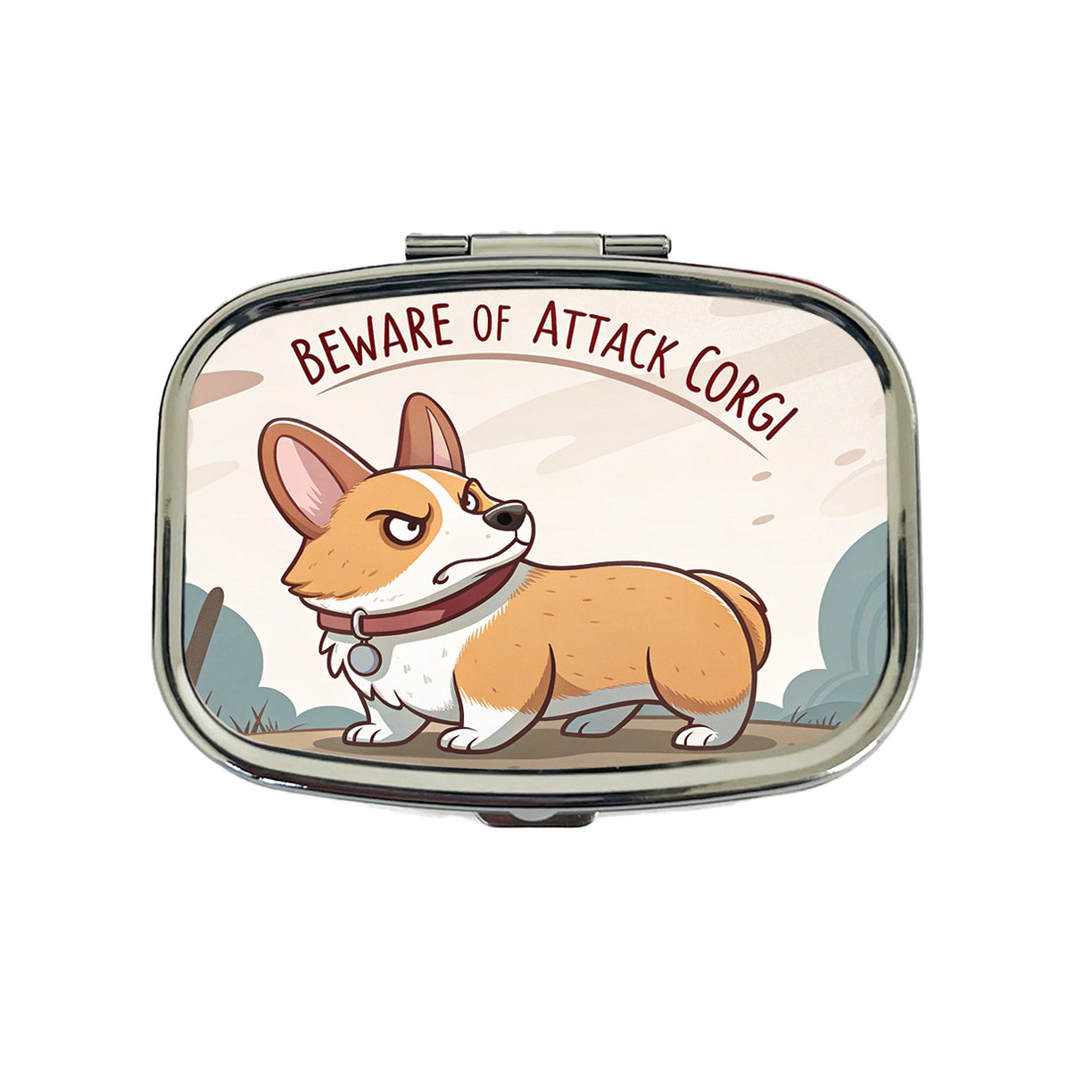 Beware Of Attack Corgi Dog Funny Travel Pill Box Case