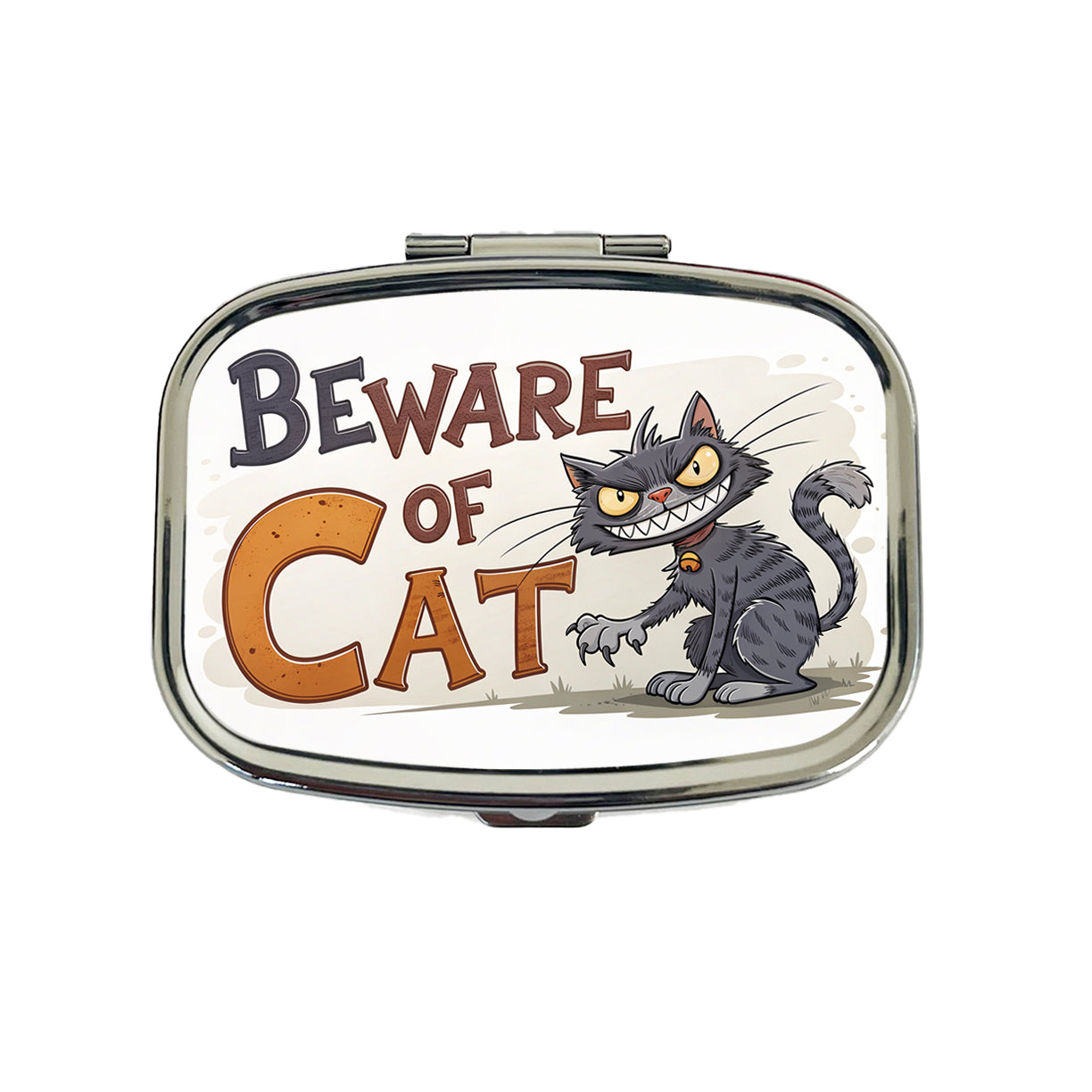 Beware Of Cat Funny Travel Pill Box Case