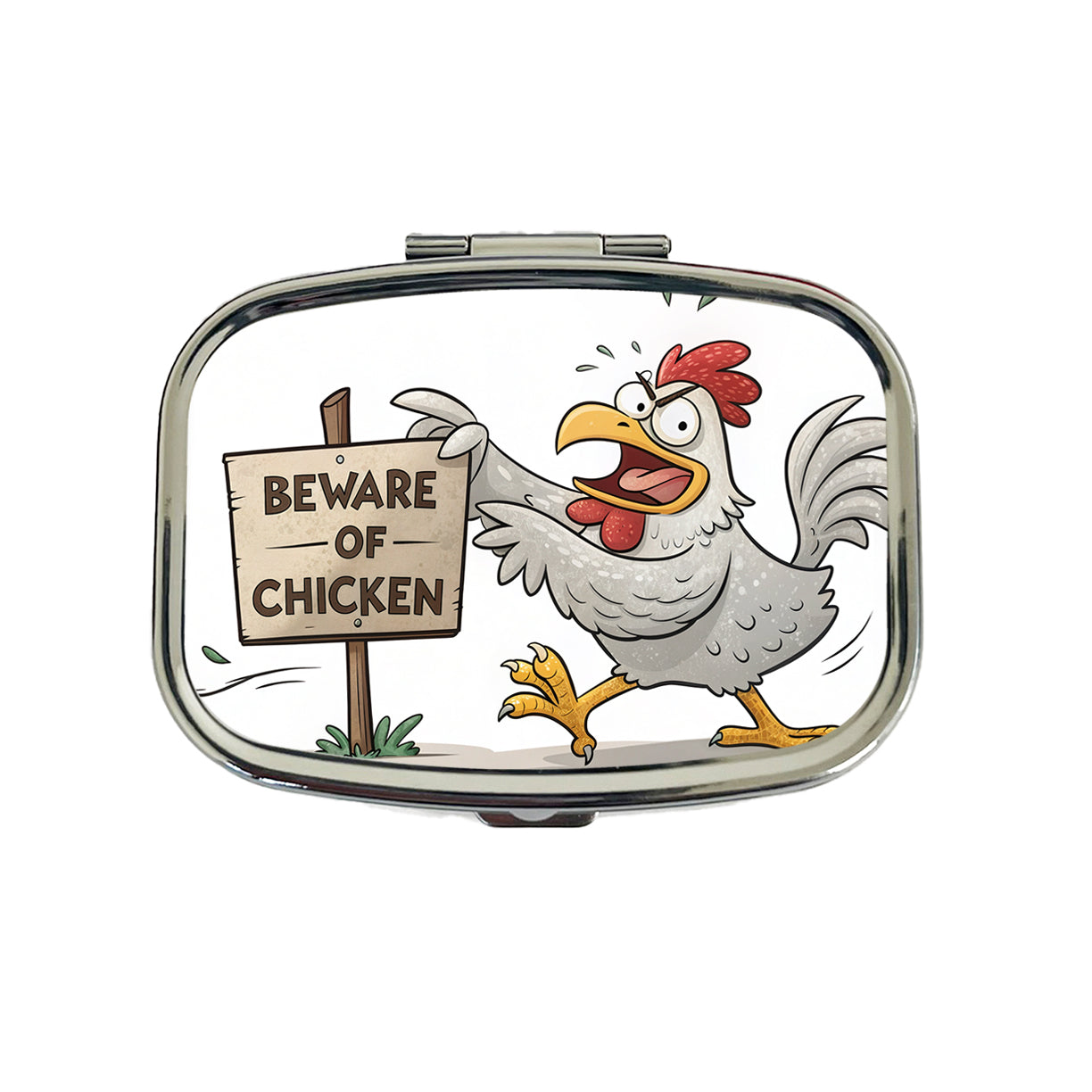 Beware Of Chicken Funny Travel Pill Box Case