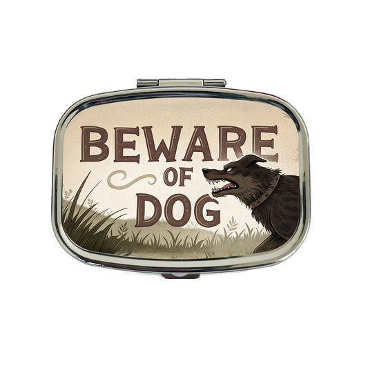 Beware Of Dog Mean Travel Pill Box Case