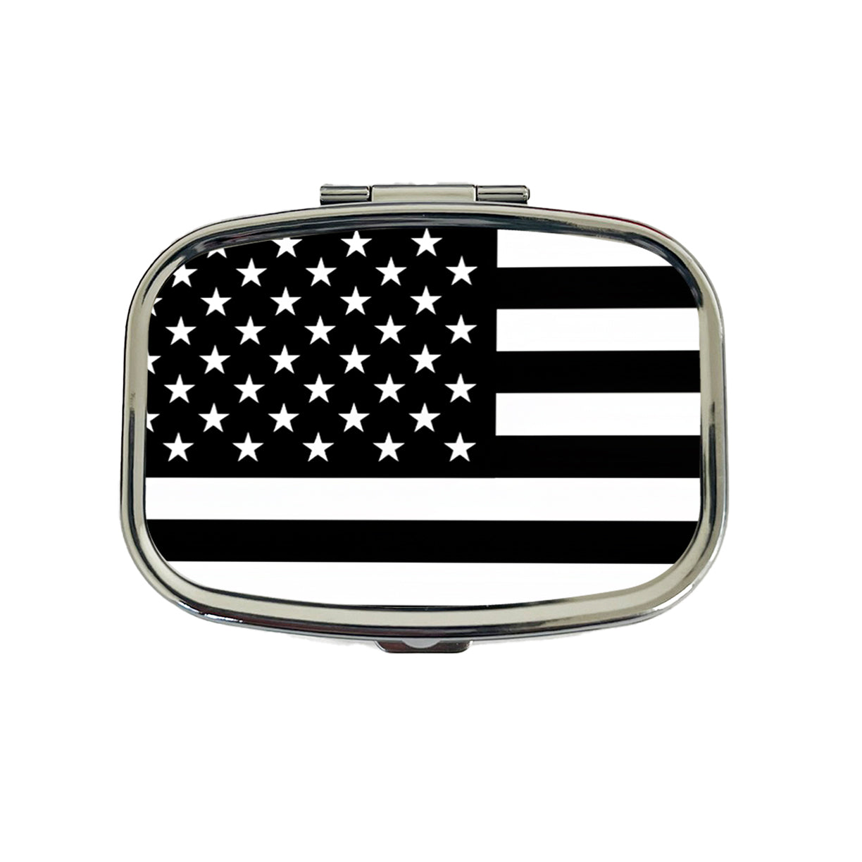 Black and White United States US American Flag Travel Pill Box Case