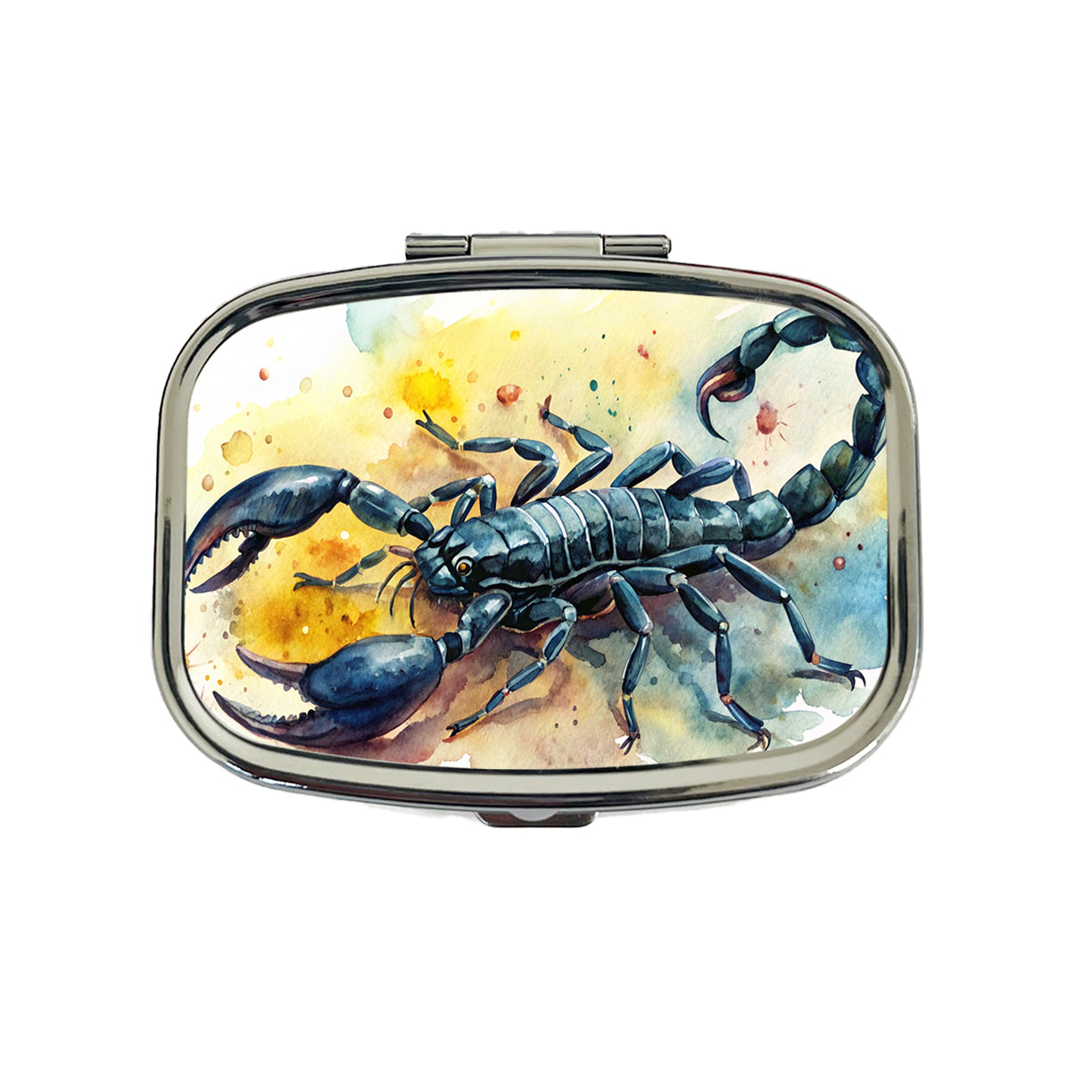 Black Scorpion Watercolor Travel Pill Box Case