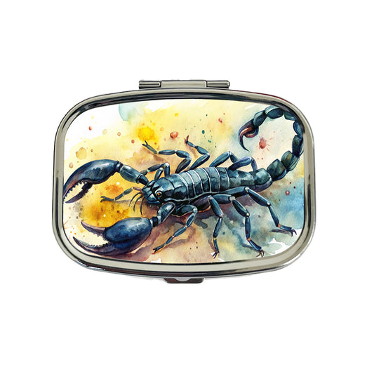 Black Scorpion Watercolor Travel Pill Box Case