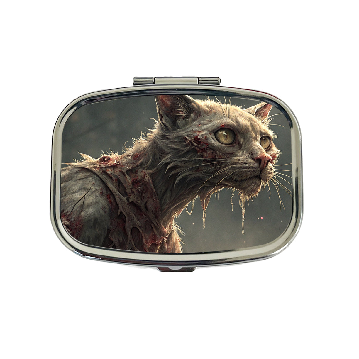 Cat Zombie Creepy Scary Halloween Travel Pill Box Case