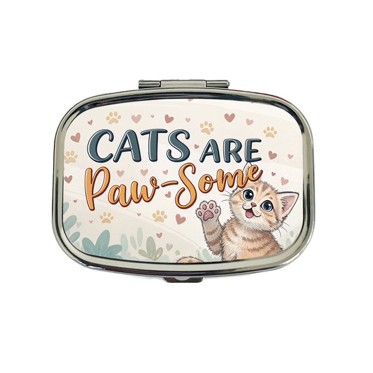 Cats Are Paw-Some Awesome Funny Travel Pill Box Case