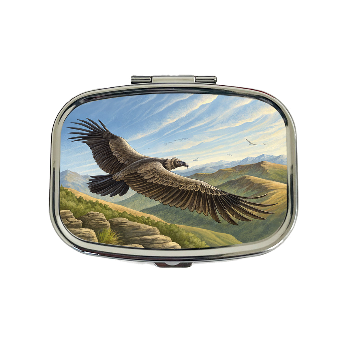 Condor in Flight Illustration Travel Pill Box Case