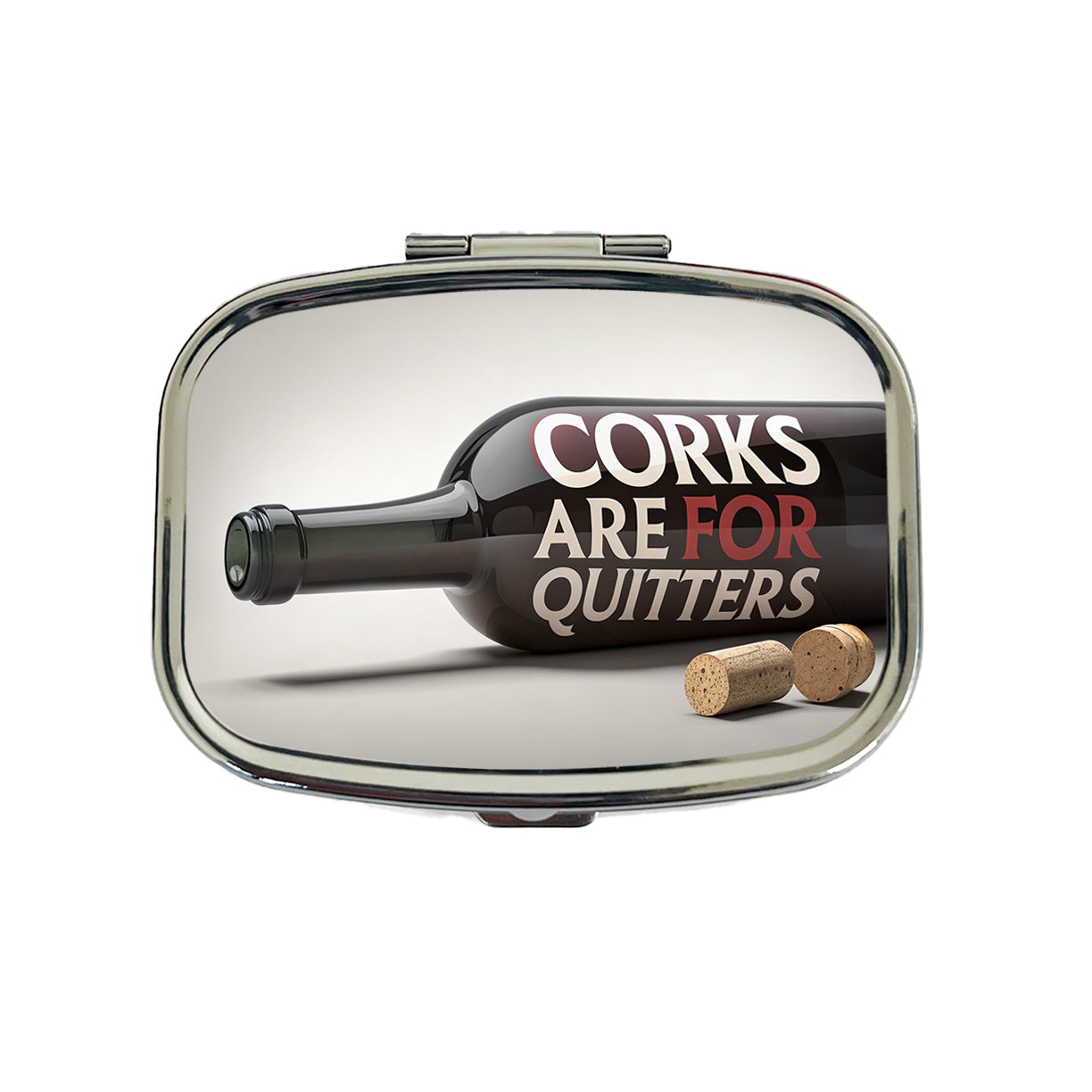 Corks Are For Quitters Funny Wine Bottle Travel Pill Box Case