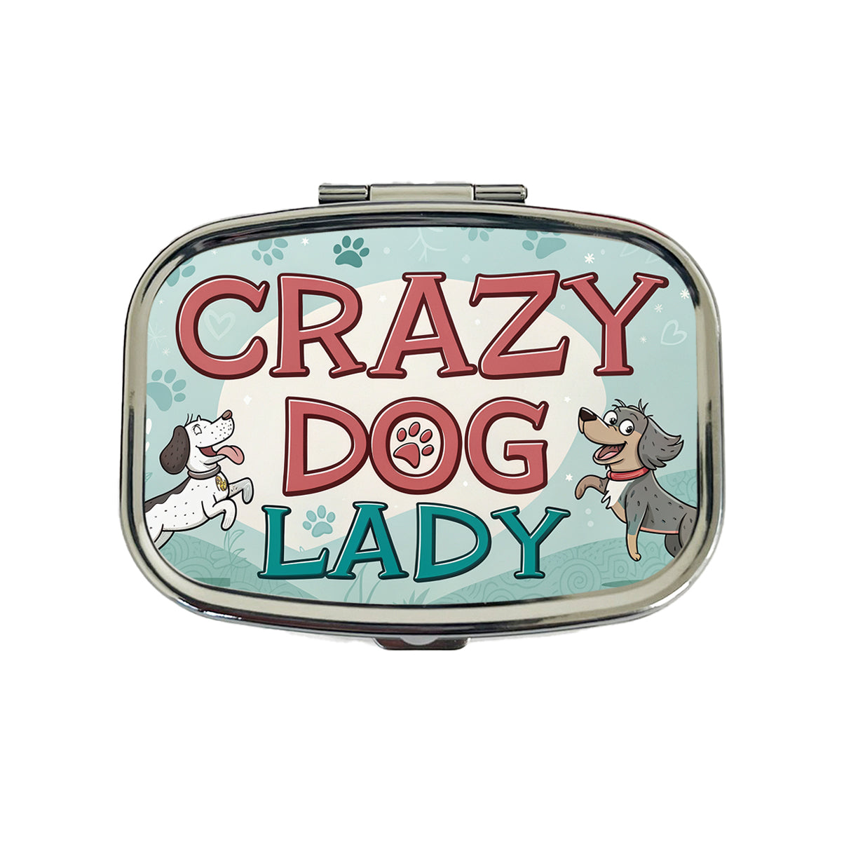 Crazy Dog Lady Funny Cartoon Travel Pill Box Case