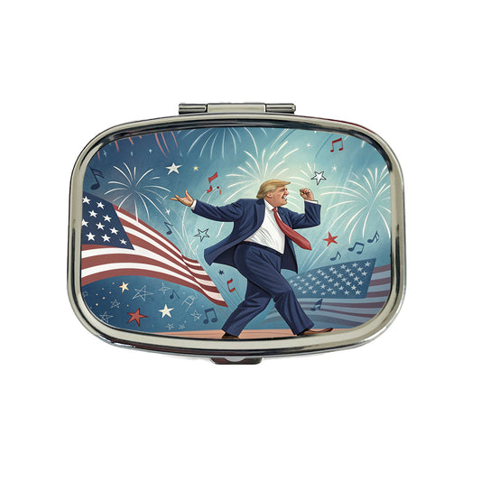 Dancing Patriotic Donald Trump Funny Travel Pill Box Case