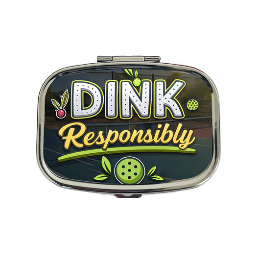Dink Responsibly Pickleball Funny Saying Travel Pill Box Case