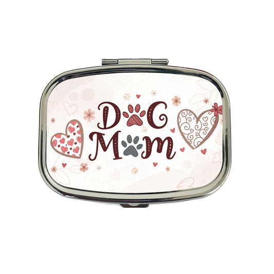 Dog Mom Cute Hearts Travel Pill Box Case