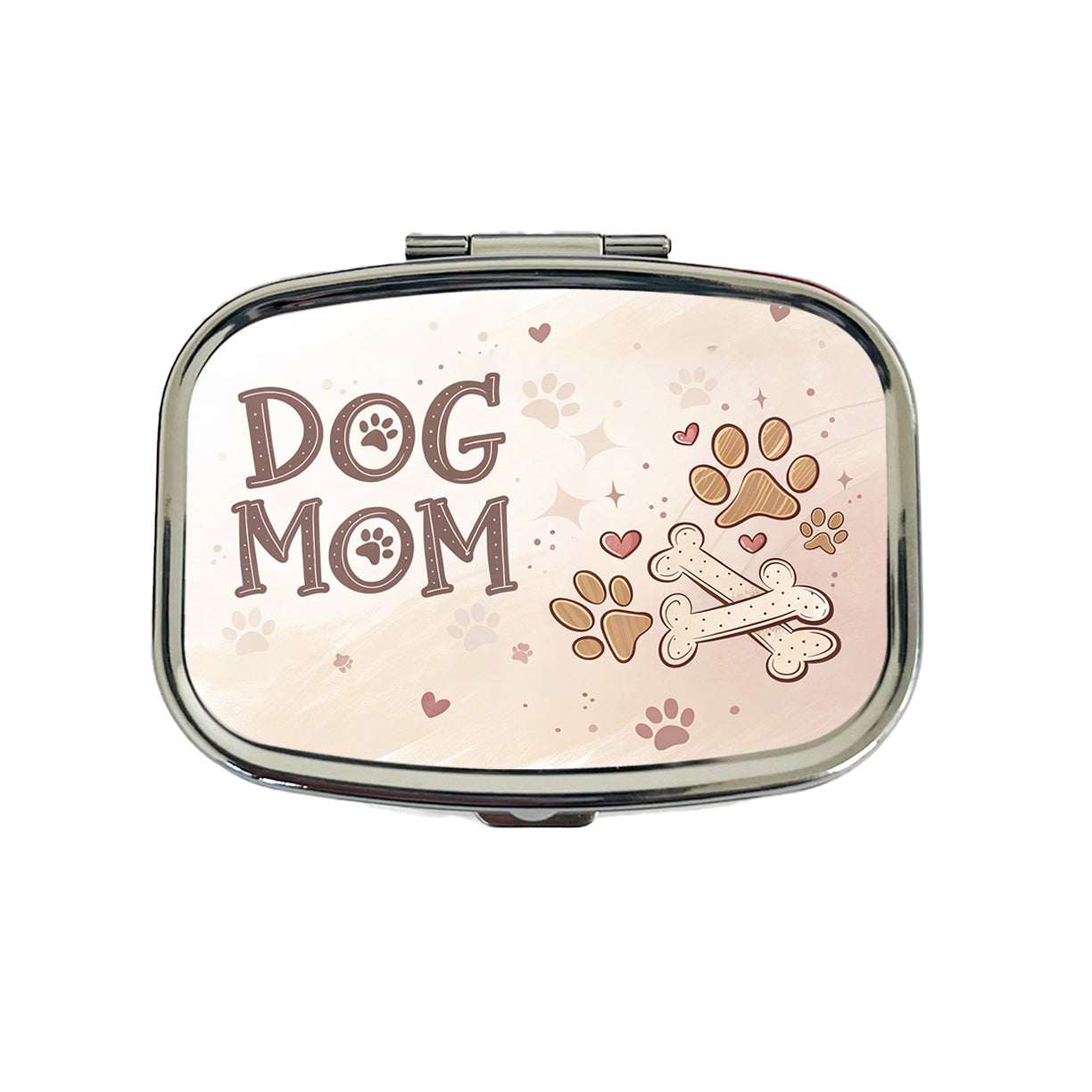 Dog Mom Paw Prints Treats Travel Pill Box Case