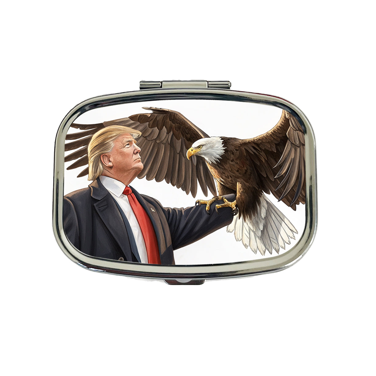 Donald Trump Holding A Bald Eagle Funny Travel Pill Box Case
