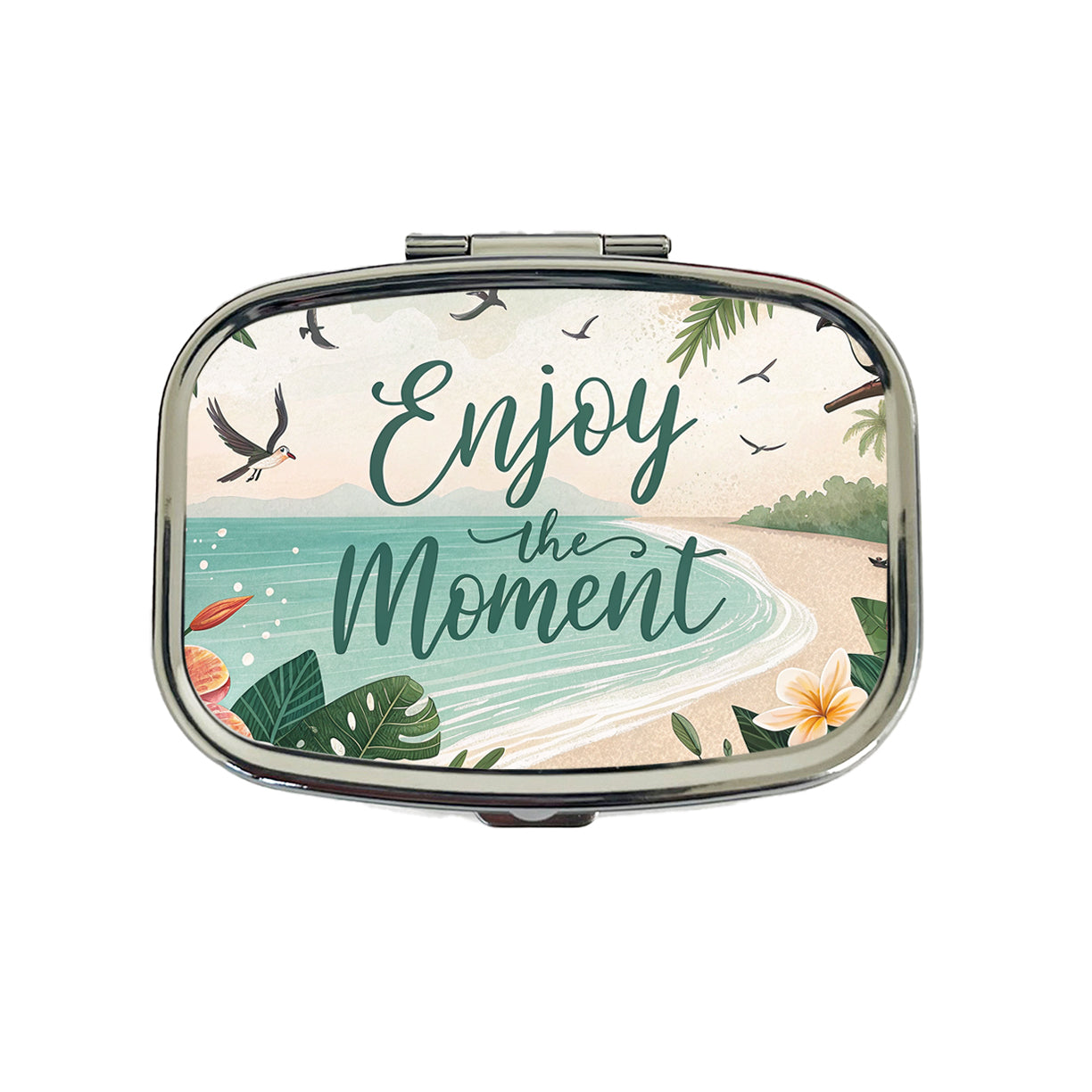 Enjoy The Moment Tropical Beach Inspirational Travel Pill Box Case