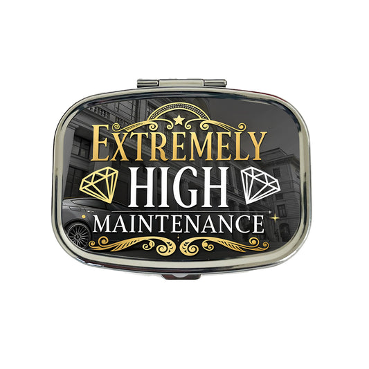 Extremely High Maintenance Funny Gold Diamonds Travel Pill Box Case