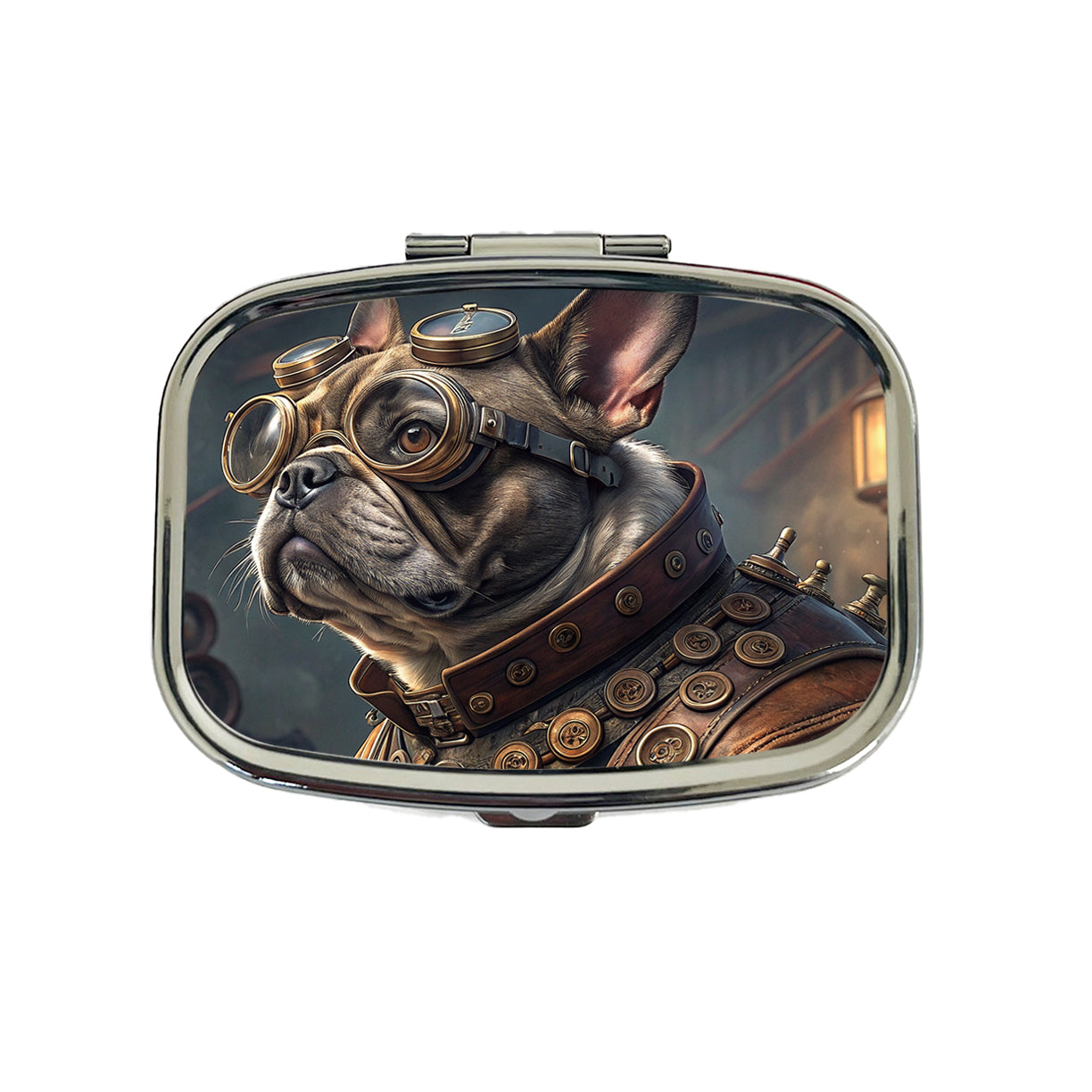 French Bulldog Dog Steampunk Travel Pill Box Case