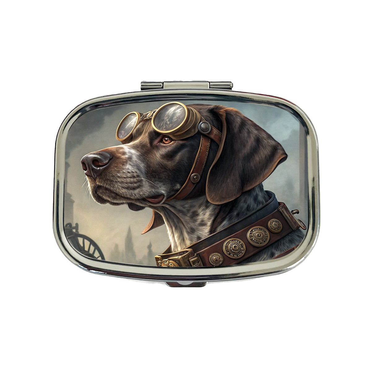 German Shorthaired Pointer Dog Steampunk Travel Pill Box Case