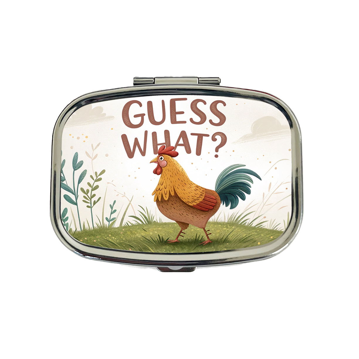 Guess What Chicken Butt Funny Cartoon Travel Pill Box Case