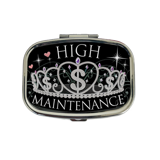 High Maintenance Diamonds Tiara Princess Funny Travel Pill Box Case