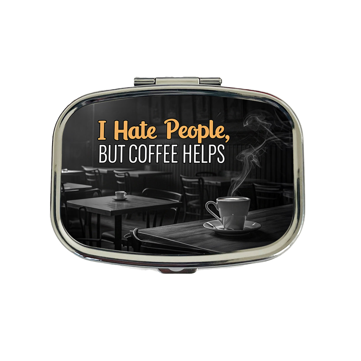I Hate People But Coffee Helps Funny Travel Pill Box Case