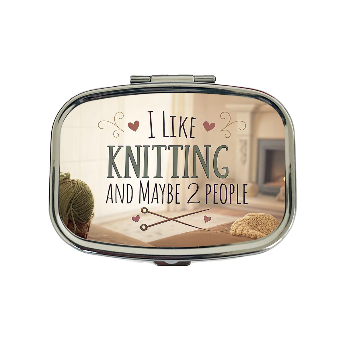 I Like Knitting And Maybe 2 People Funny Travel Pill Box Case