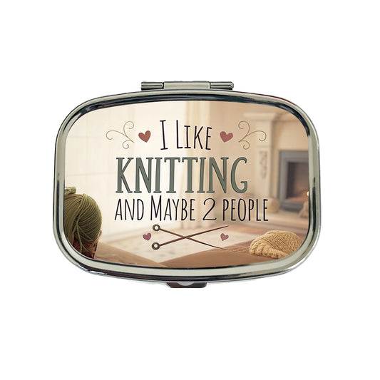 I Like Knitting And Maybe 2 People Funny Travel Pill Box Case