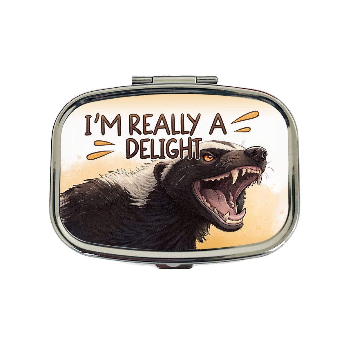 I'm Really a Delight Funny Angry Honey Badger Travel Pill Box Case