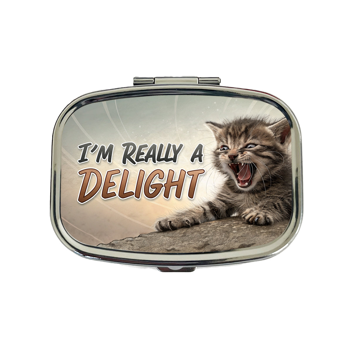 I'm Really a Delight Funny Angry Kitten Travel Pill Box Case