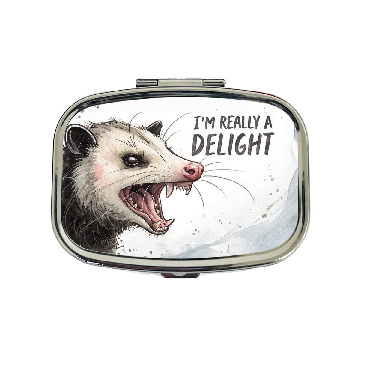 I'm Really a Delight Funny Angry Opossum Travel Pill Box Case
