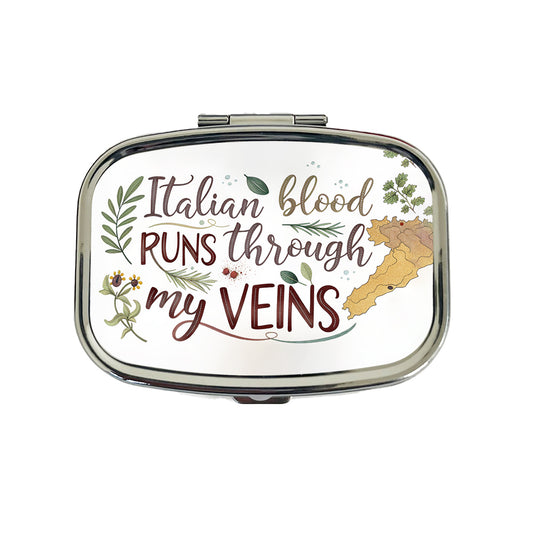 Italian Blood Runs Through My Veins Travel Pill Box Case