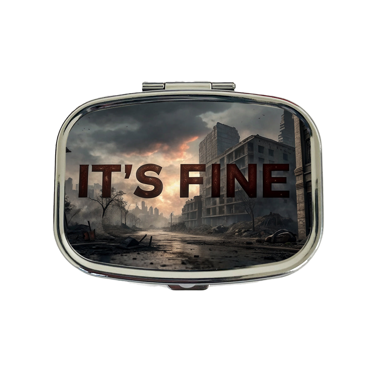 It's Fine Apocalypse End of the World Funny Travel Pill Box Case